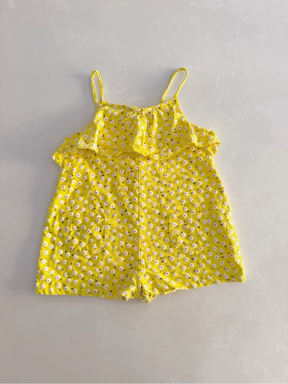 Zara Girls Yellow Floral Ruffle Romper •Size 2/3YRS (fits smaller)